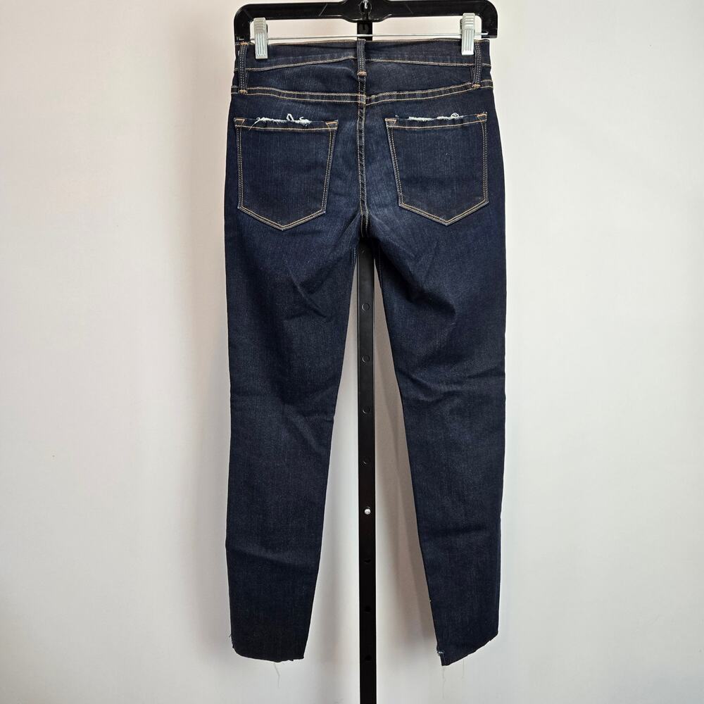 Frame Le Skinny de Jeane Denim Jeans Women's Edgeware‎ Dark Wash Raw Hem 25 - Picture 6 of 9